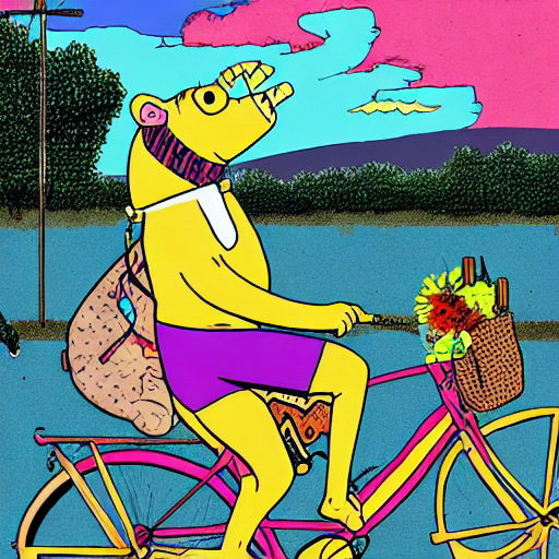 Stylised image of an animal on a bike