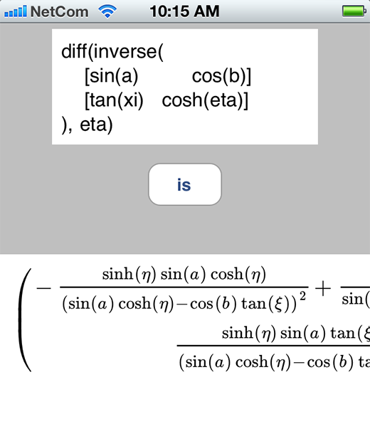 Differentiating the inverse of a matrix on the iPhone.