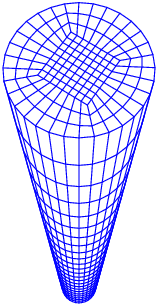 A representative mesh used in the finite element calculations.