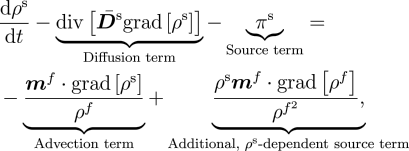 The solute transport equation in classical, stabilisable form.