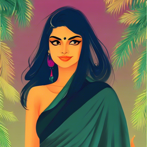Stylised image of a woman in a sari